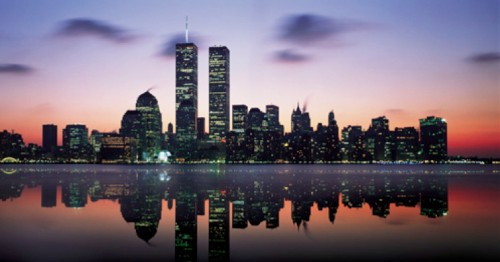 9/11 memorial, new york skyline
